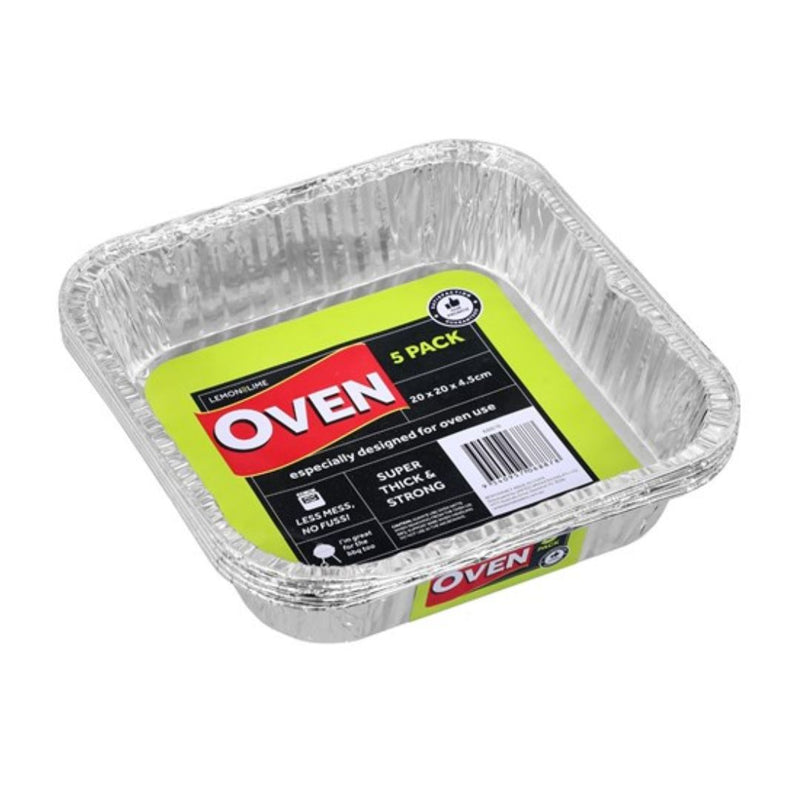 FOIL TRAY SQUARE 5PK 20X20X4.5CM