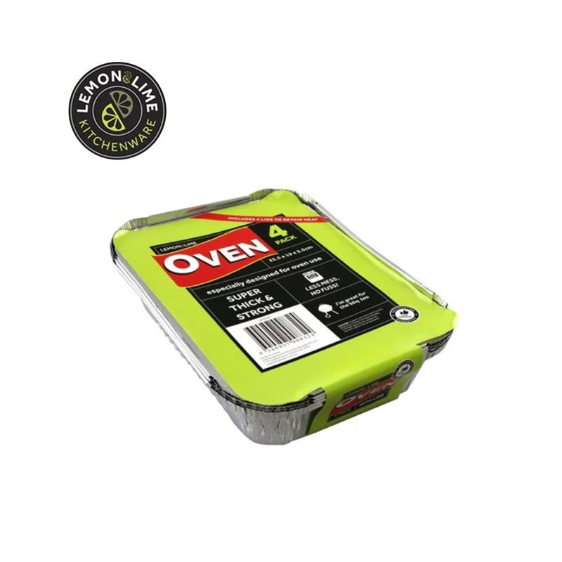Foil Container W/ Lid 4Pk & 26.5X19.5X6.5Cm Leon Lime