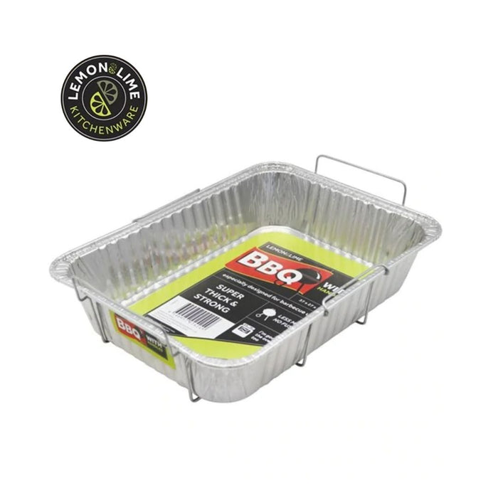 LEMON AND LIME FOIL TRAY W/WIRE HANDLES37x27x7CMSHELF READY PDQ