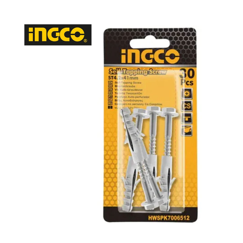 INGCO 5 Pcs Set Wall Plug 14G Hex Head 65mm Screw