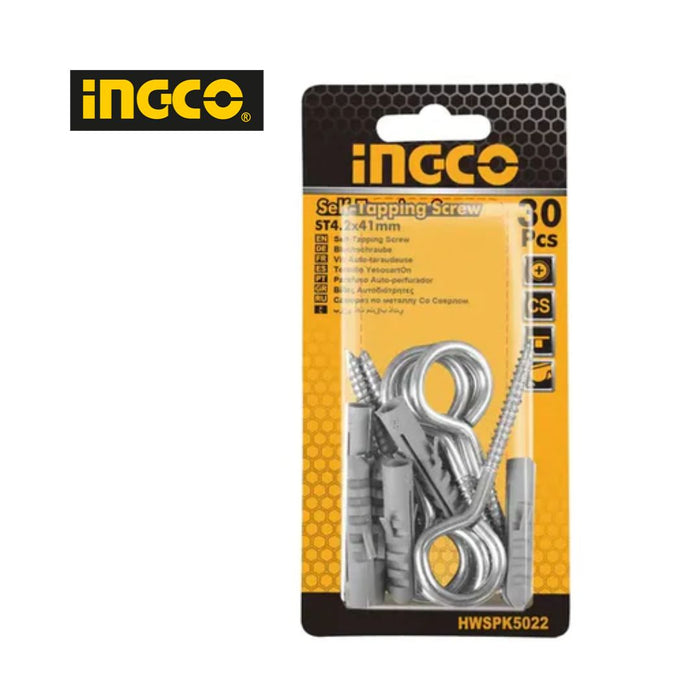 INGCO 6 Pcs Set Wall Plug 5mm Eye Screw 8G 41mm