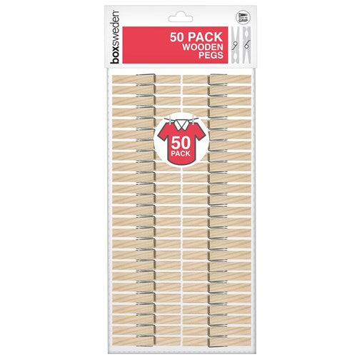 WOODEN CLOTHES PEGS 50PK 7.5CM