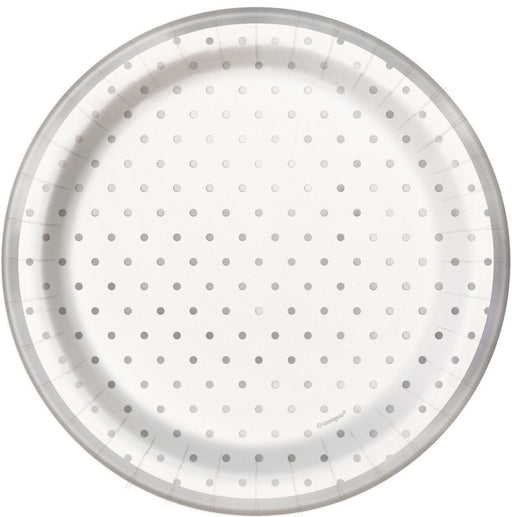 Square Foil Dots Plates Silver 142.24cm