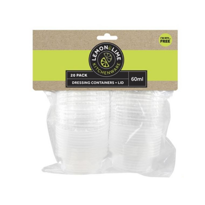 DRESSING CONTAINERS W/LIDS 20PK 60ML