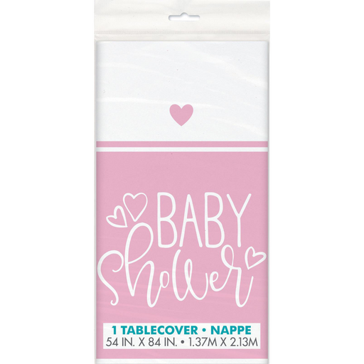 Baby Shower Hearts Printed Pink Tablecover