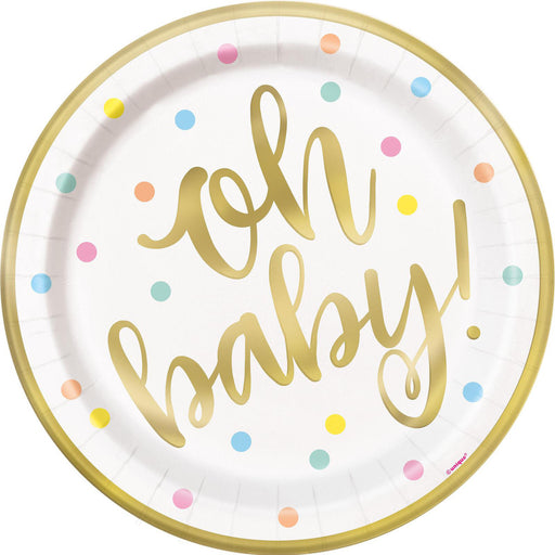 Oh Baby Foil Stamped Paper Plates 8x23cm