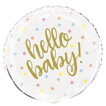 Hello Baby Gold Round Foil Balloon 45cm