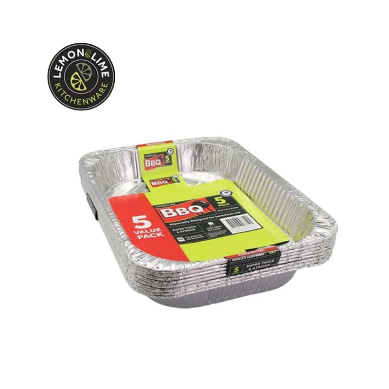 Foil Tray Large Value 5Pk & 45.5X34X6.5Cm Lemon Lime
