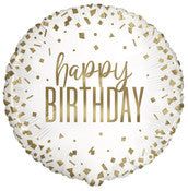 Confetti Gold B/Day Foil Balloon 45cm