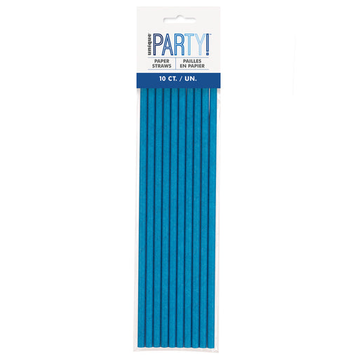 Glitz Paper Straws Blue 10pk 
