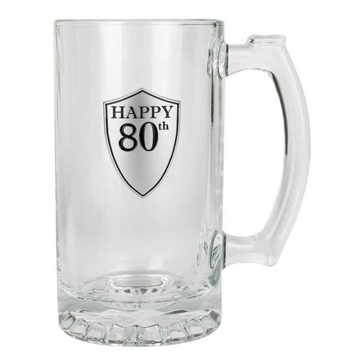 Ronis 80th Beer Stein with Handle Pewter Look 16cm 500ml