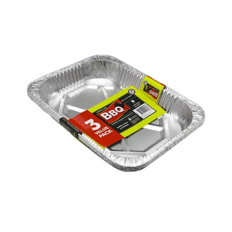 Foil Baking Trays 3Pk Large 45.5X34X6.5Cm