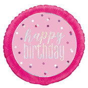 Pink Happy Birthday Foil Balloon 45cm