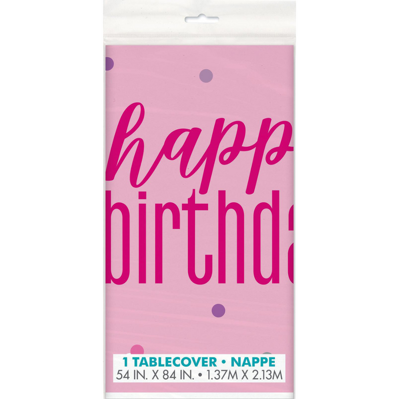 Happy Bday Tablecover Pink