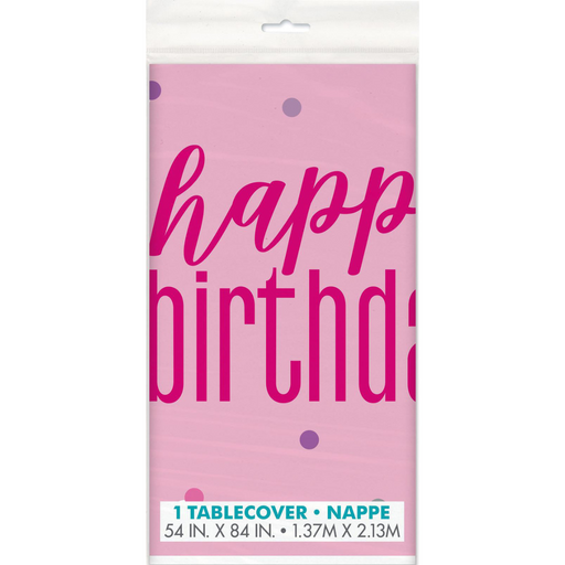 Happy Bday Tablecover Pink