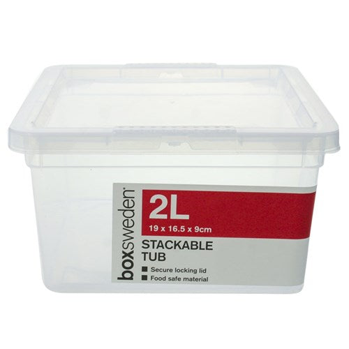 ESSENTIALS STACKABLE TUB 2L 19X16.5X9CM CLEAR