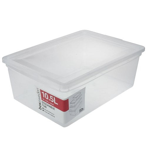 ESSENTIALS STACKABLE TUB 10.5L 36X26X13.5CM CLEAR
