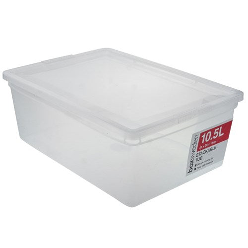 ESSENTIALS STACKABLE TUB 10.5L 36X26X13.5CM CLEAR