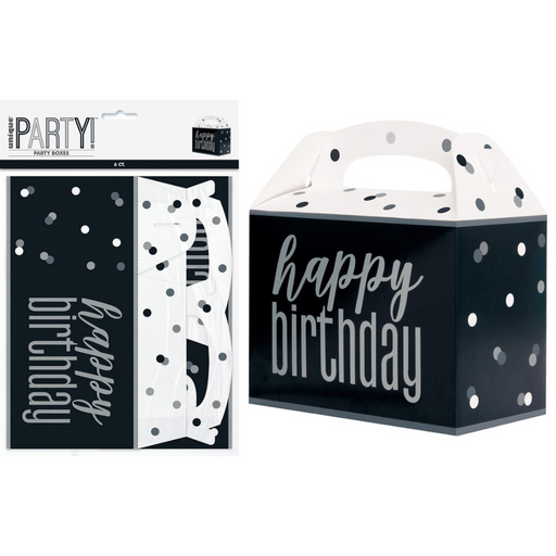 Large Party Boxes Black And Silver 16x12x9cm 6pk