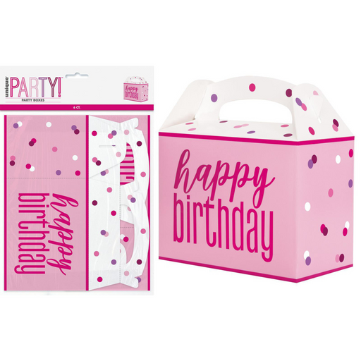 Large Party Boxes Pink 16x12x9cm 6pk