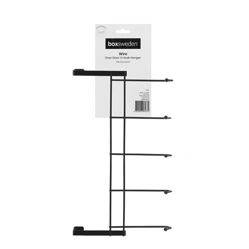 WIRE OVER DOOR 5 HOOK HANGER LARGE 38CM BLACK