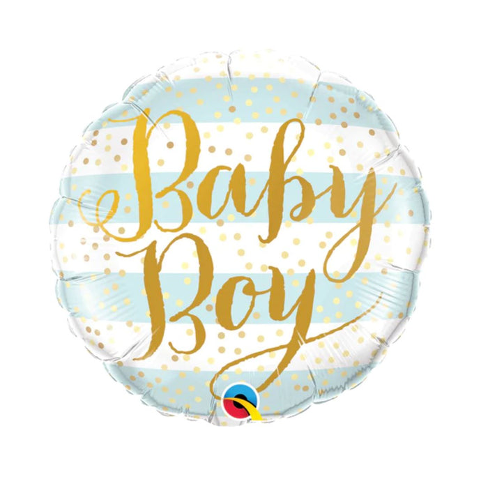 Foil Balloon 45Cm Baby Boy Blue Stripes