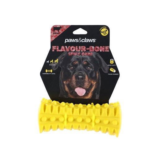 FLAVOUR-BONE SPIKY BONE BEEF FLAVOURED RUBBER TOY