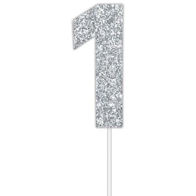 Cake Topper #1 Glitter Silver
