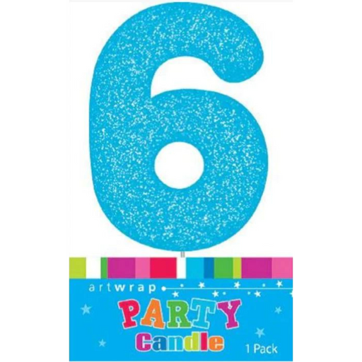 Party Candle #6 Glitter Blue