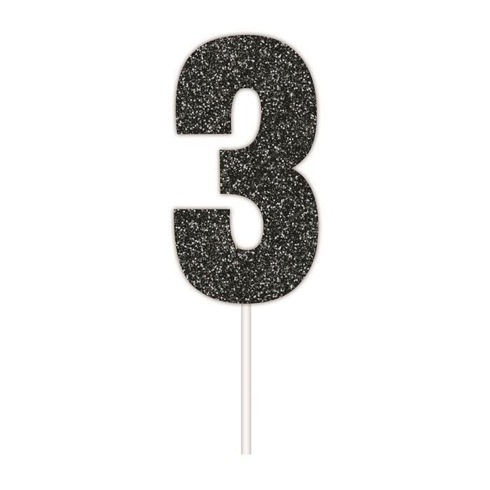 Cake Topper #3 Glitter Black