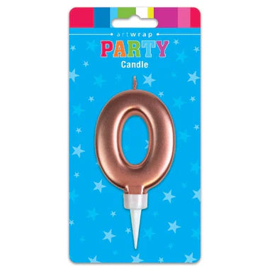 Number 0 Candle Rose Gold