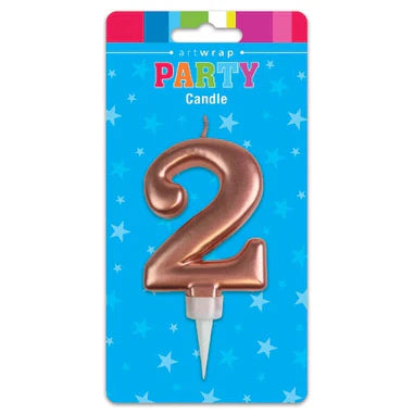 Number 2 Candle Rose Gold