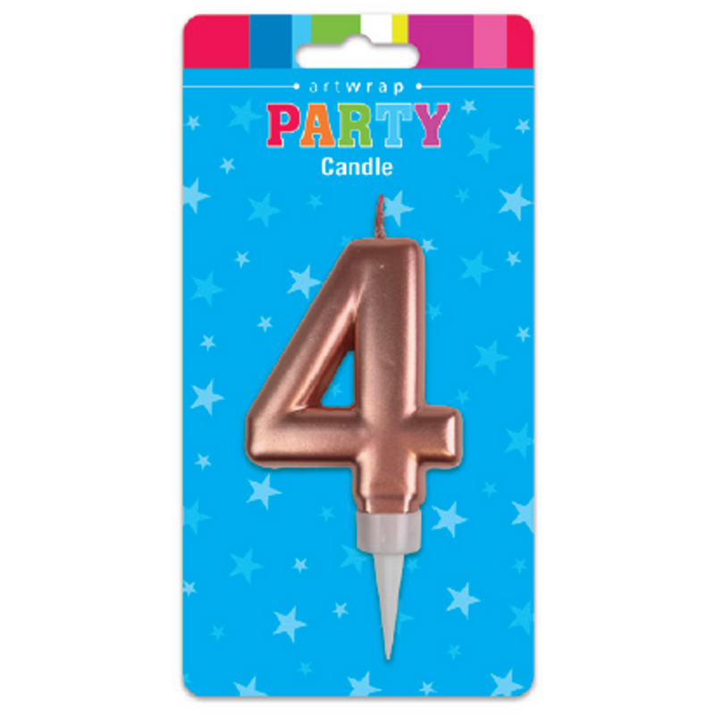 Number 4 Candle Rose Gold