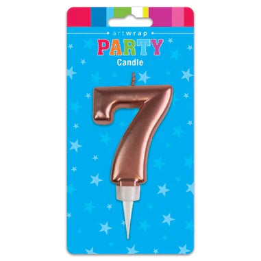 Number 7 Candle Rose Gold