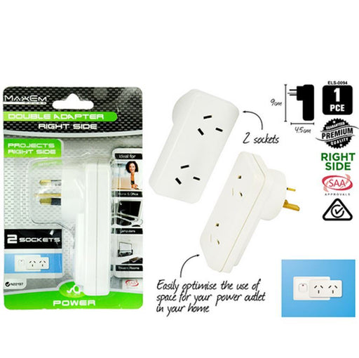 2 Socket Right Hand Side Double Adapter