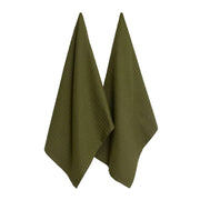 Waffle Tea Towels Olive 50x70cm 2pk