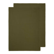 Waffle Tea Towels Olive 50x70cm 2pk