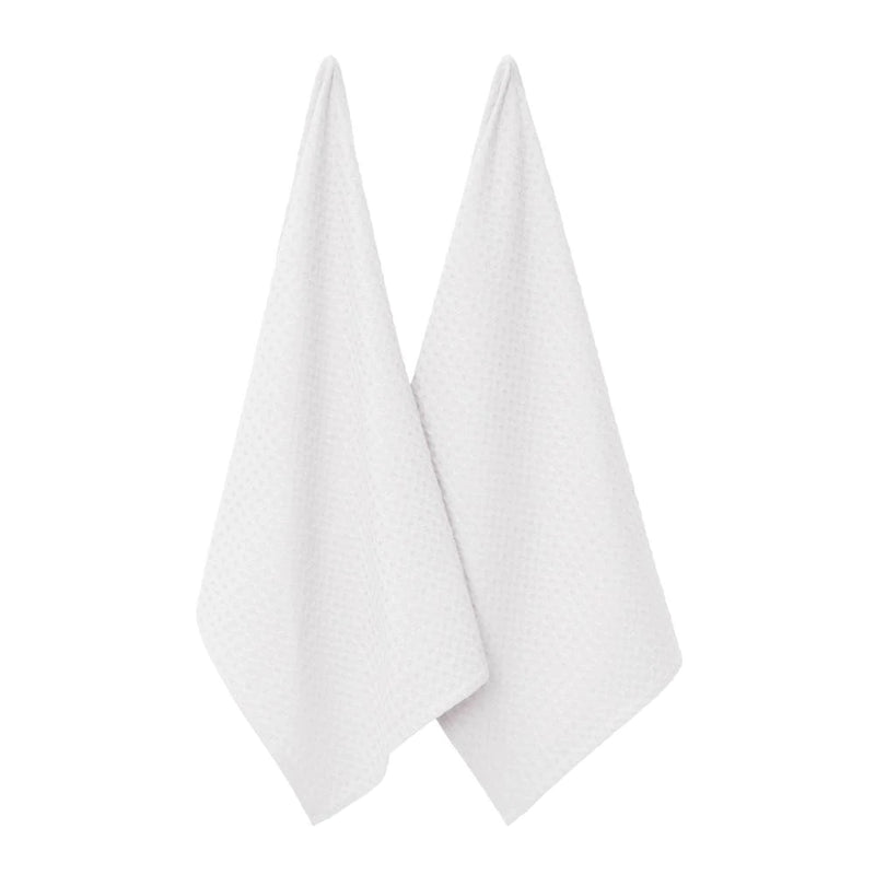 Waffle 2 Pack Tea Towels White 50x70cm
