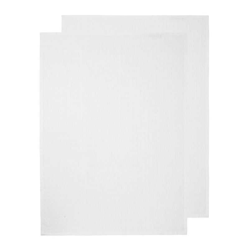 Waffle 2 Pack Tea Towels White 50x70cm