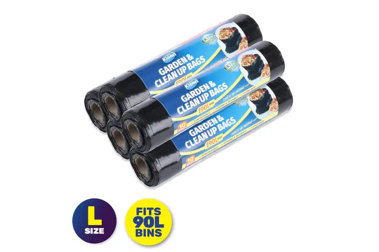 Bin Liner Garbage Bag 90L Black 10pk
