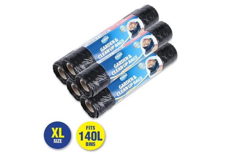 Bin Liner Garbage Bag 140L Black 10pk