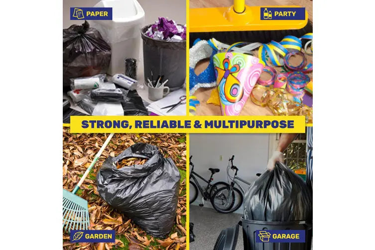 Bin Liner Garbage Bag 140L Black 10pk