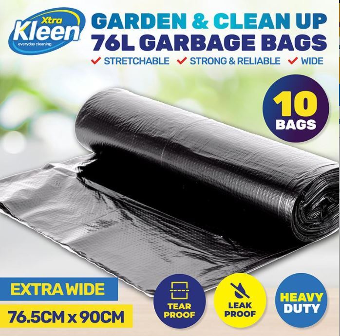 Garbage Bag 76L 10pk 76.5x90cm XLg Black