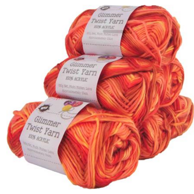 Glimmer Twist Yarn Multi Molten Lava 100g (134m)
