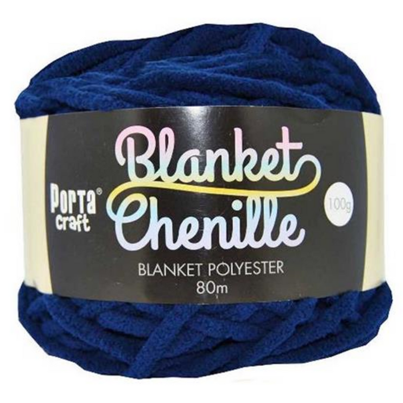 Chenille Blanket Yarn 100g 80m Solid 27 Dark Blue