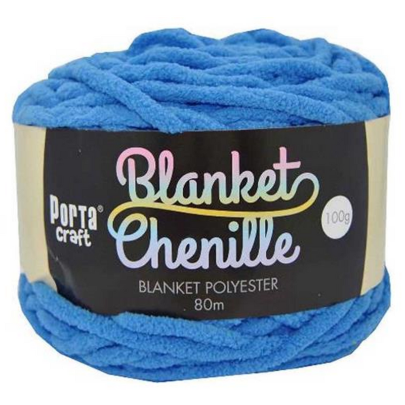 Chenille Blanket Yarn 100g 80m Solid 29 BrightBlue