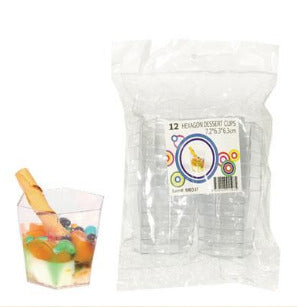 Hexagon Dessert Cups Clear 12pk