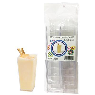 Square Dessert Cups Clear 12pk