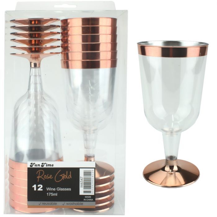 Rose Gold Wine Glasses pk12