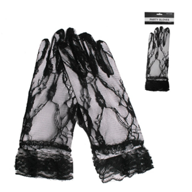 SHORT LACE GLOVES­ BLACK